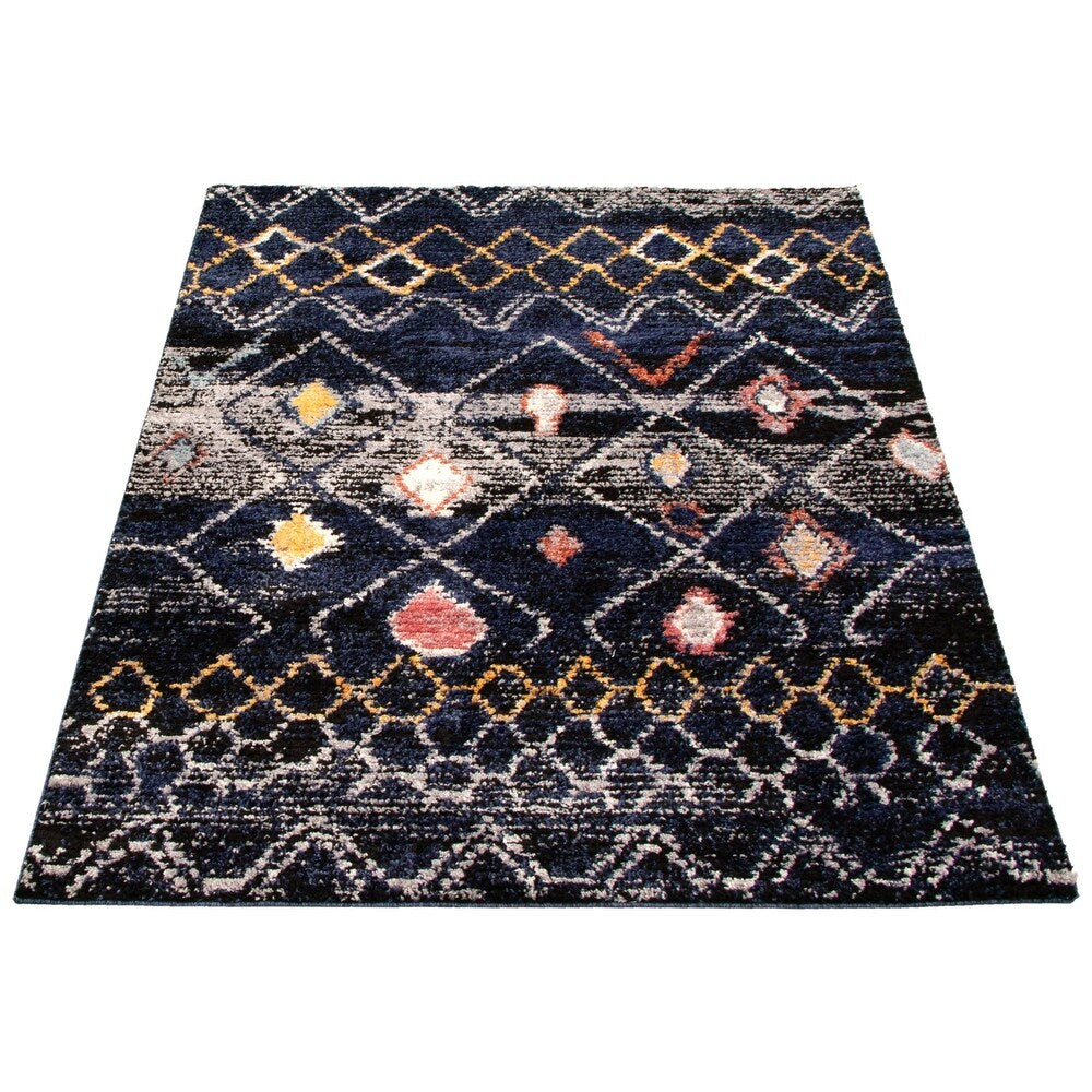 Diamond Pattern Navy Classic Soft Rug