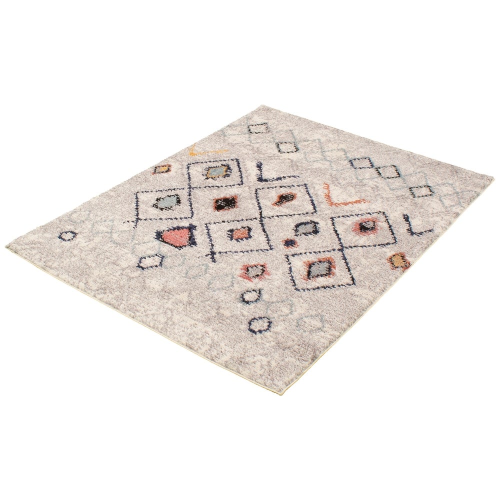 Diamond Pattern Navy Classic Soft Rug