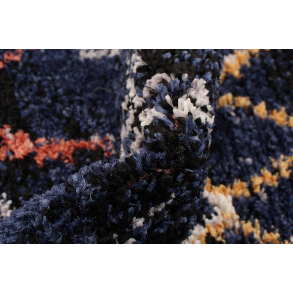 Diamond Pattern Navy Classic Soft Rug