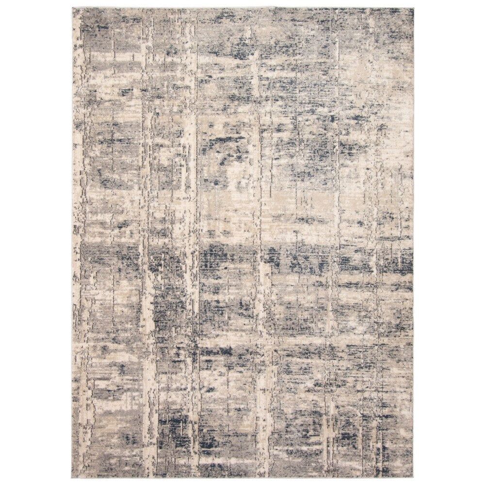 Cream Grey Abstract Casual Soft Rug