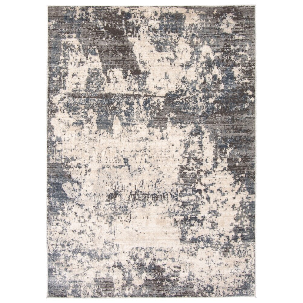 Cream Grey Abstract Casual Soft Rug