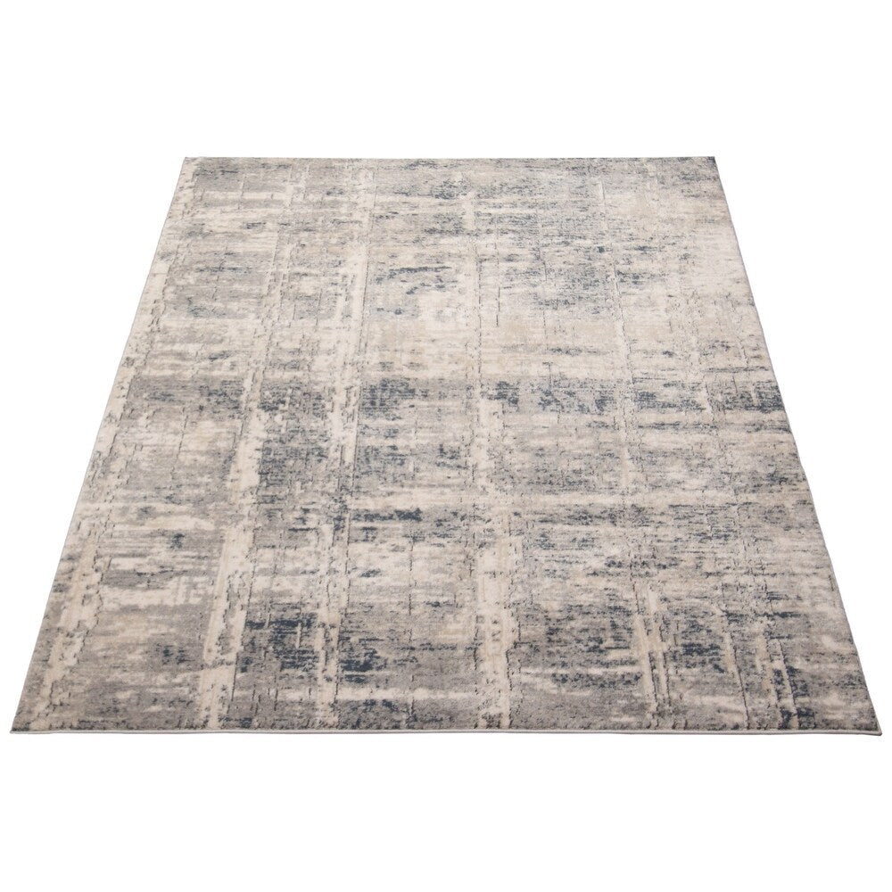 Cream Grey Abstract Casual Soft Rug