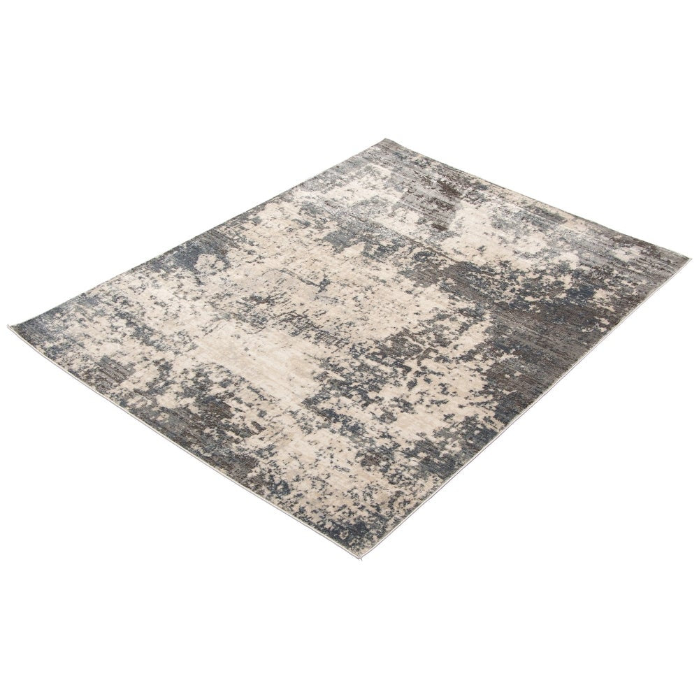 Cream Grey Abstract Casual Soft Rug