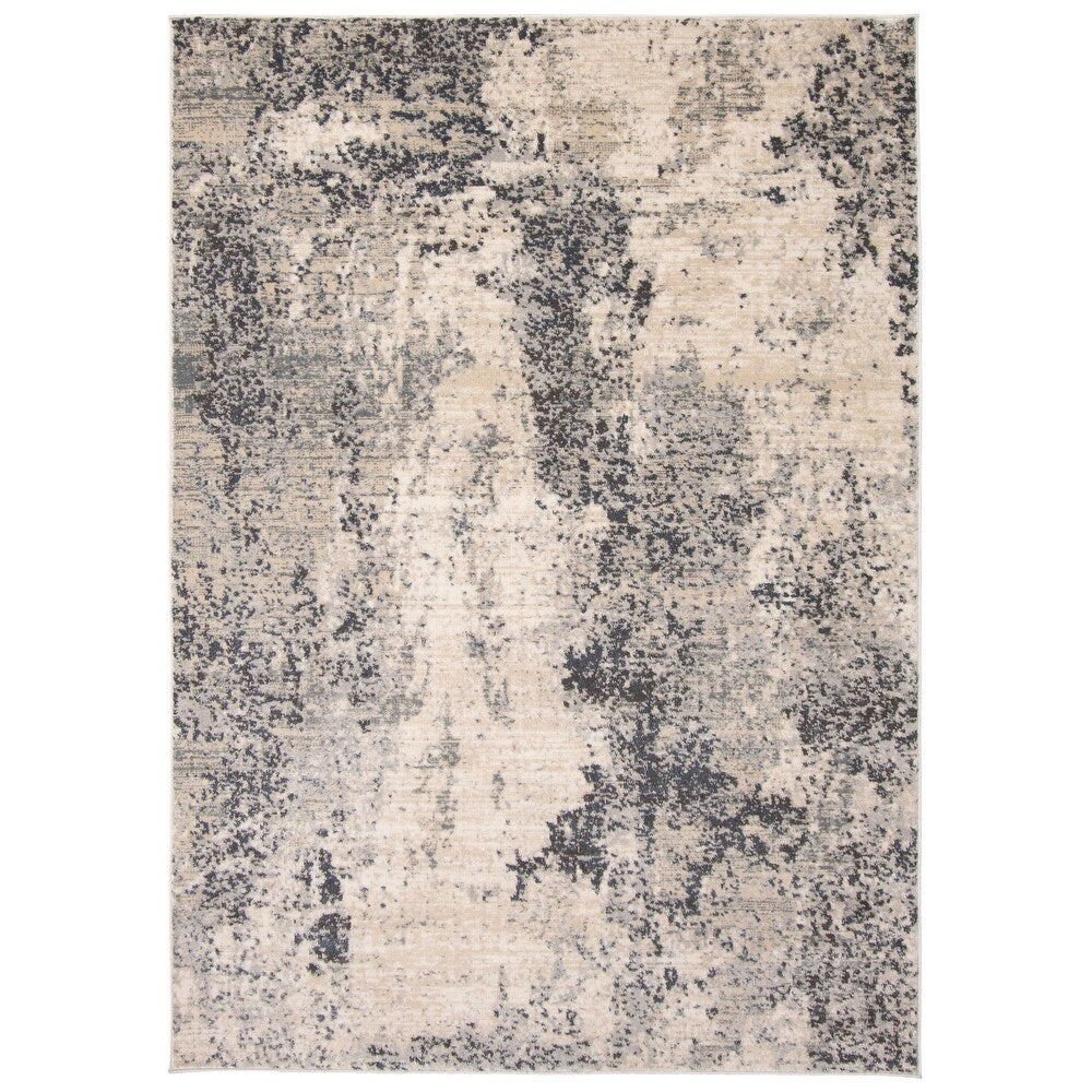 Cream Grey Abstract Casual Soft Rug