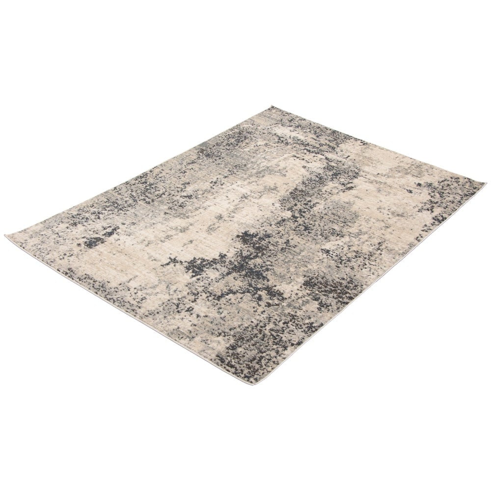 Cream Grey Abstract Casual Soft Rug