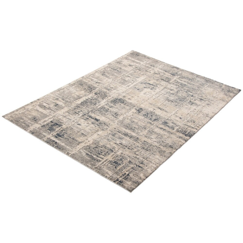 Cream Grey Abstract Casual Soft Rug