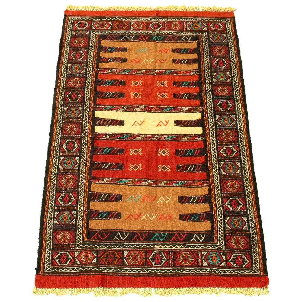 Flat-weave Ottoman Natura Brown, Copper Wool Soft  Kilim Rug