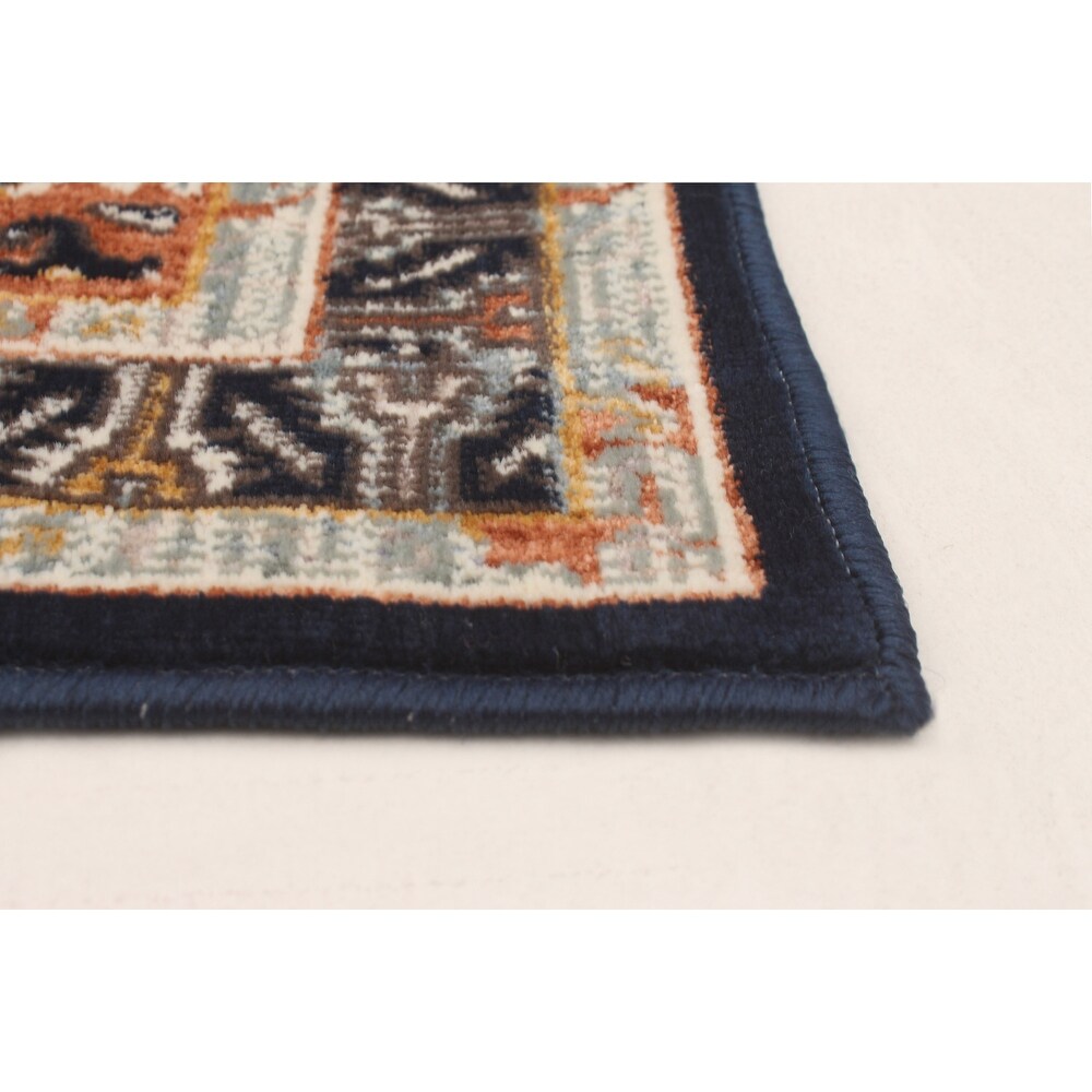 Geometric Navy Copper Casual Soft Rug