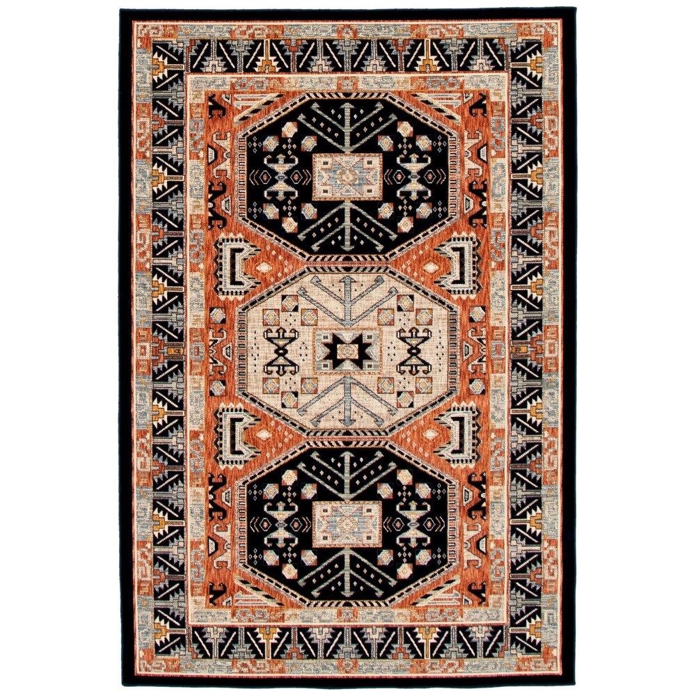 Geometric Navy Copper Casual Soft Rug