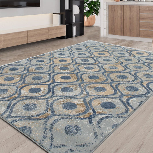 Trellis Valencia Casual Light Blue Soft Area Rug