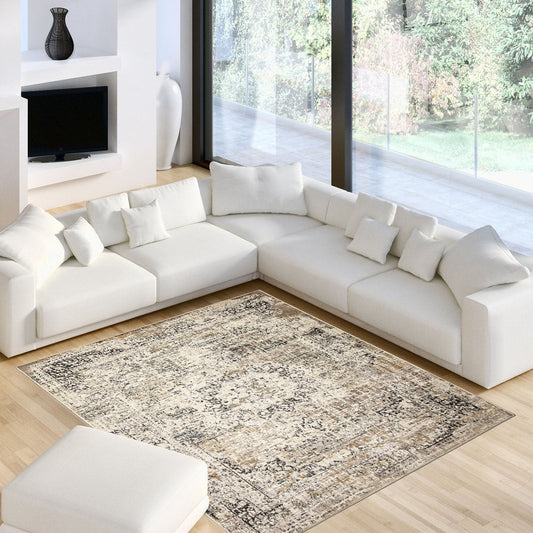 Scarlett Collection Ivory Velvet Casual Soft Area Rug