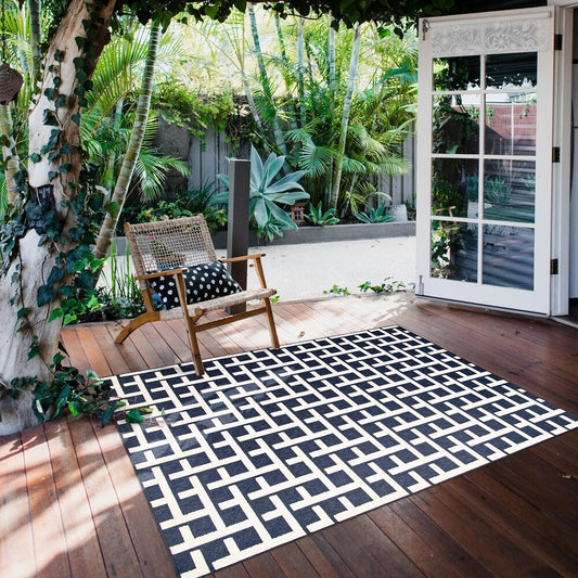 Checkered Blue Indoor/ Outdoor Soft Rug