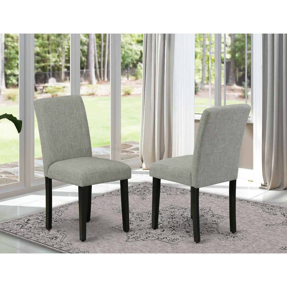East West Furniture Abbott Parson Chair with Black Leg and Linen Fabric Shitake, Set of 2