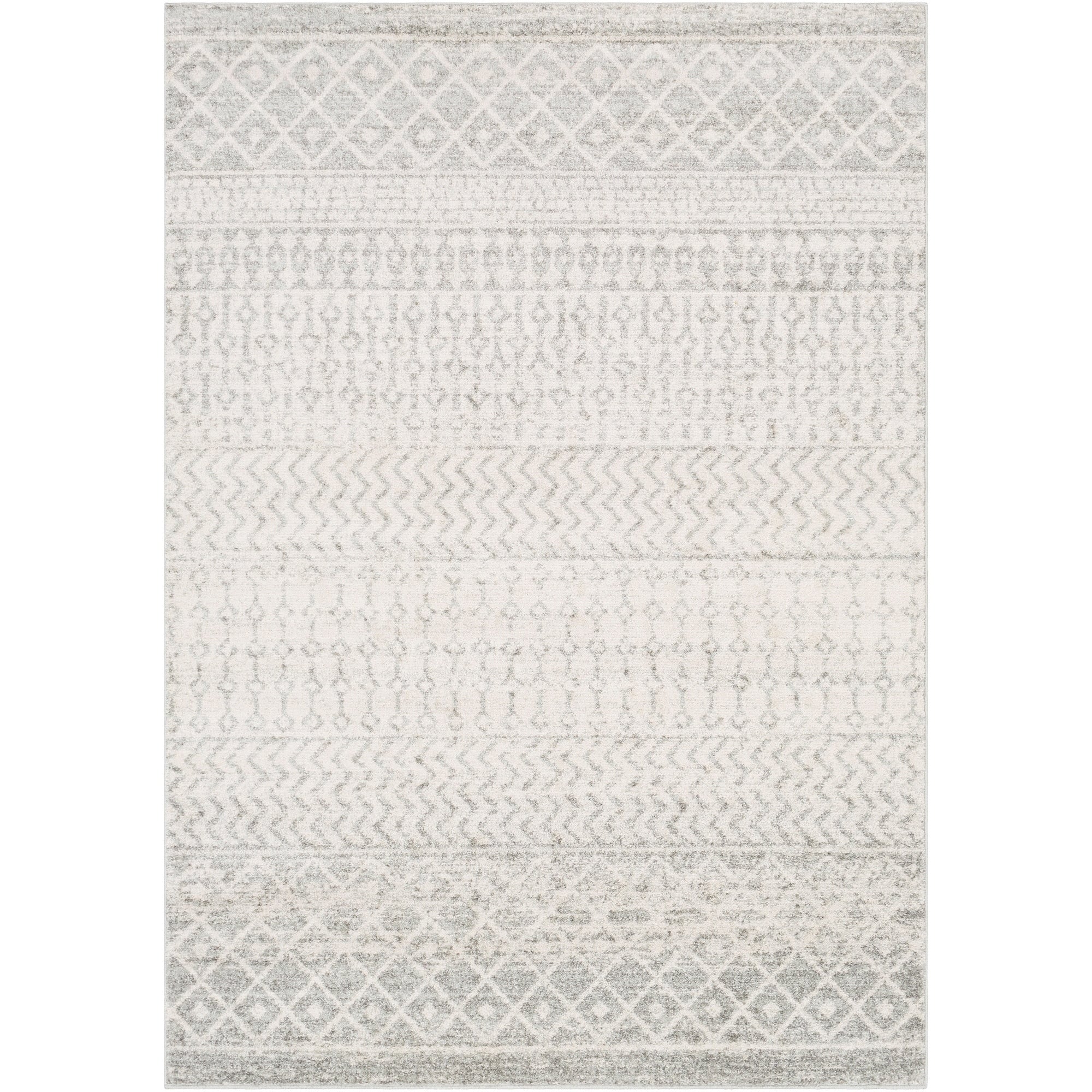 Distressed Geometric Ivory Gray Area Rug – Joanna Home
