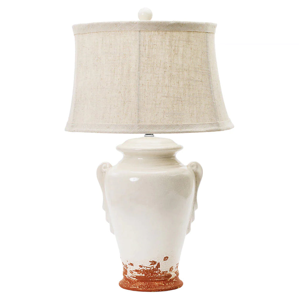 Eggshell with Terracotta 28-inch Ceramic Table Lamp