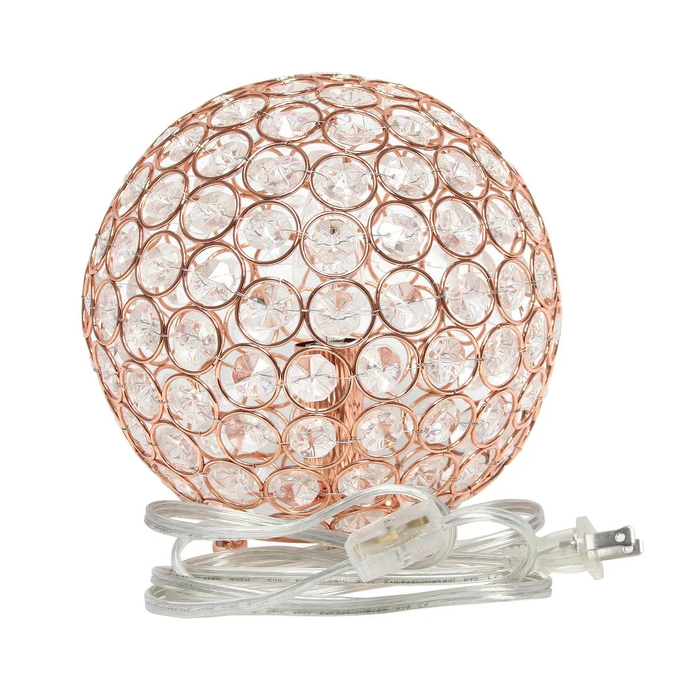 Elipse Medium 8" Metal Crystal Round Sphere Table Lamp