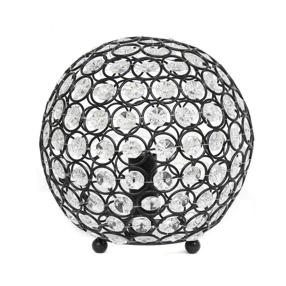 Elipse Medium 8" Metal Crystal Round Sphere Table Lamp