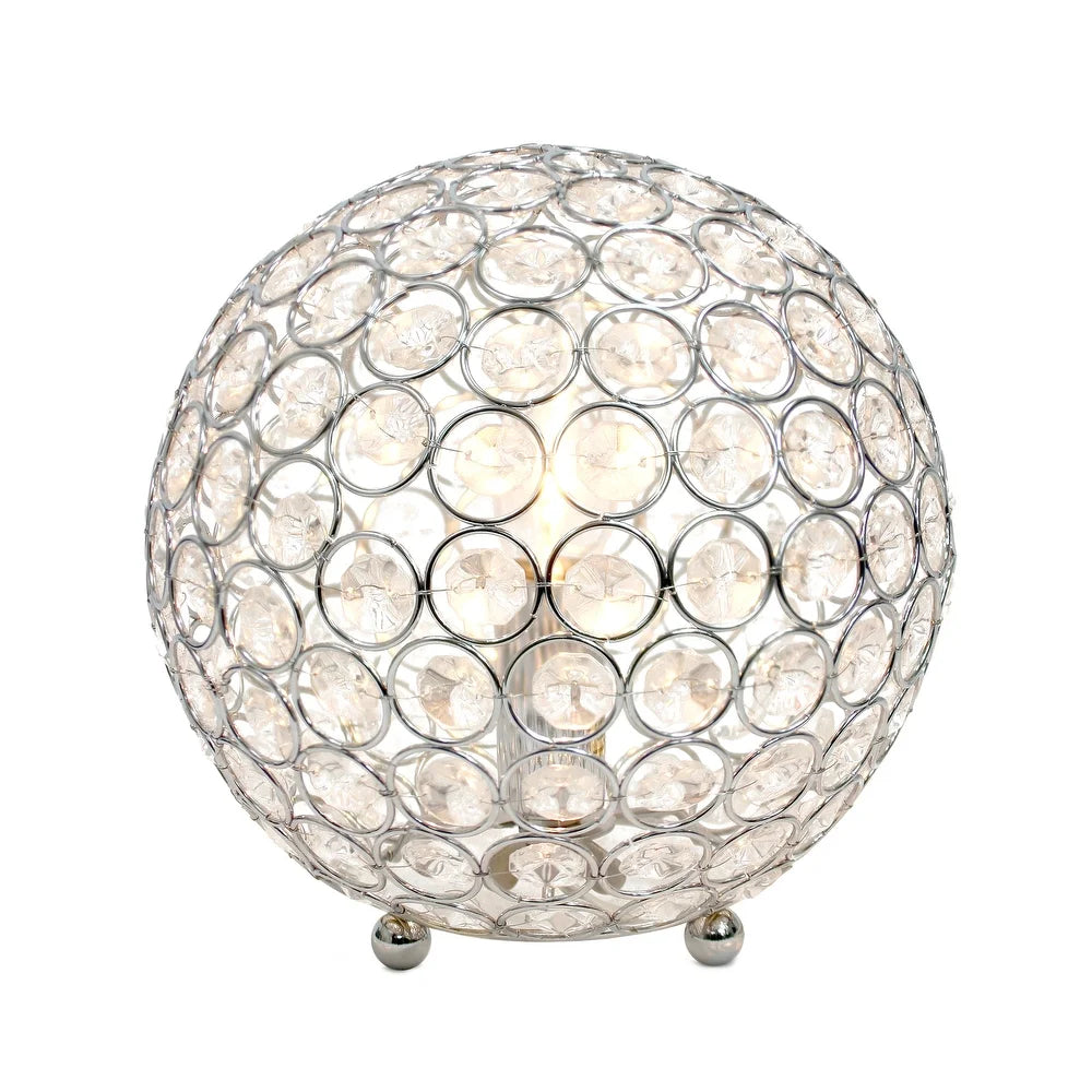 Elipse Medium 8" Metal Crystal Round Sphere Table Lamp