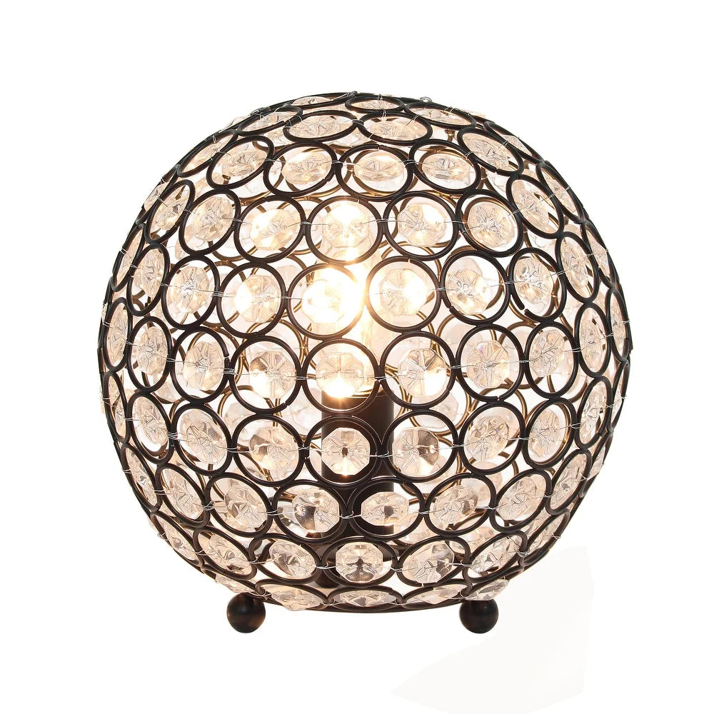 Elipse Medium 8" Metal Crystal Round Sphere Table Lamp