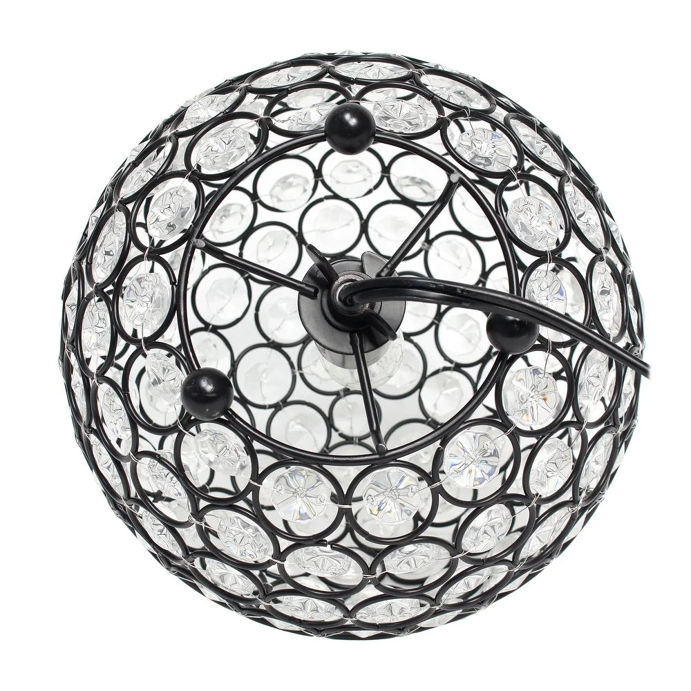 Elipse Medium 8" Metal Crystal Round Sphere Table Lamp