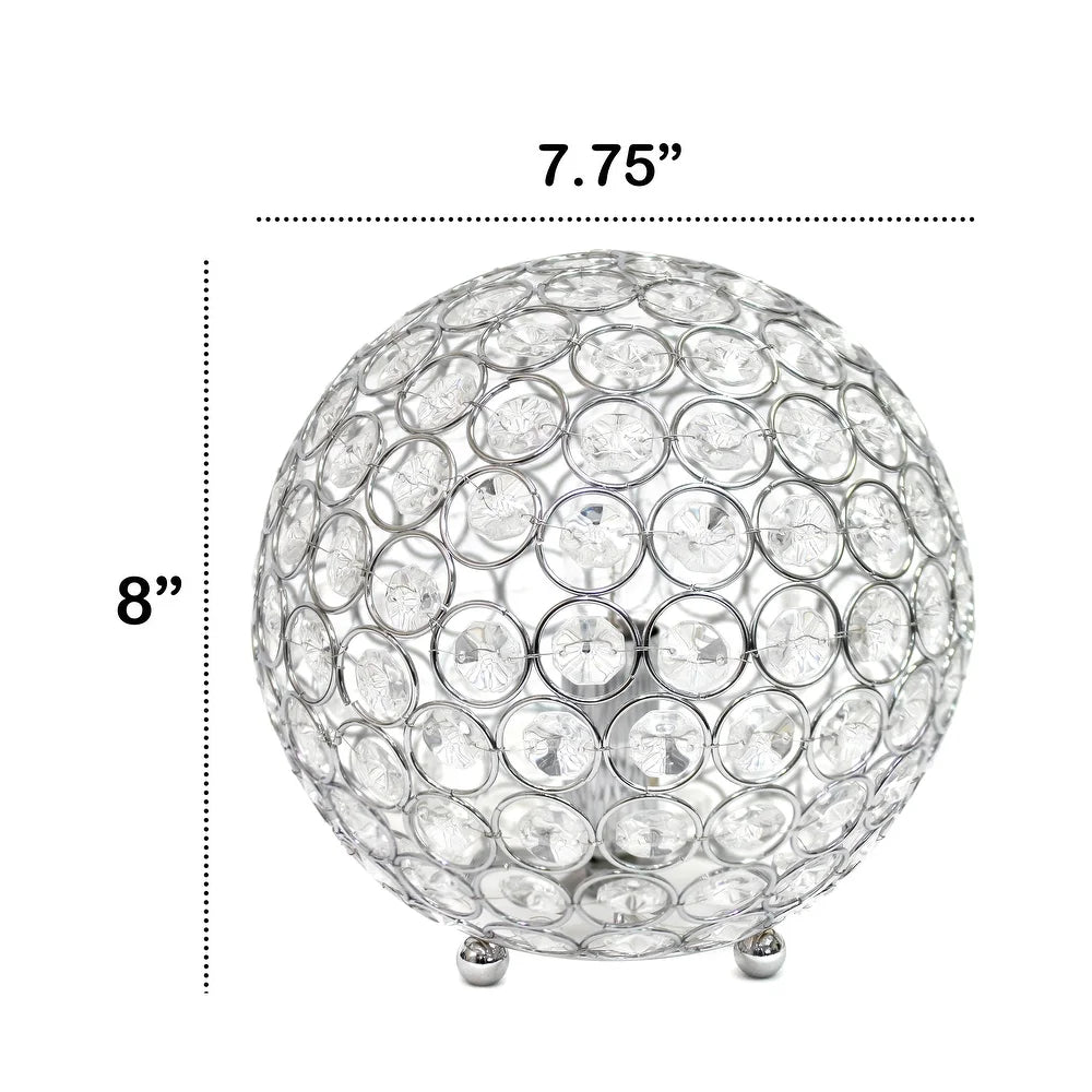 Elipse Medium 8" Metal Crystal Round Sphere Table Lamp