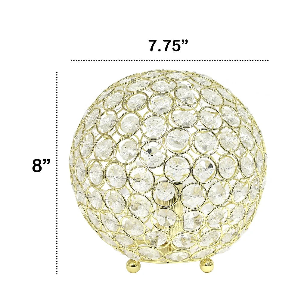 Elipse Medium 8" Metal Crystal Round Sphere Table Lamp