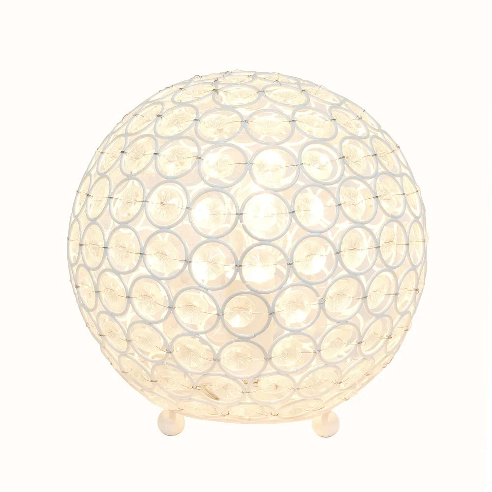 Elipse Medium 8" Metal Crystal Round Sphere Table Lamp