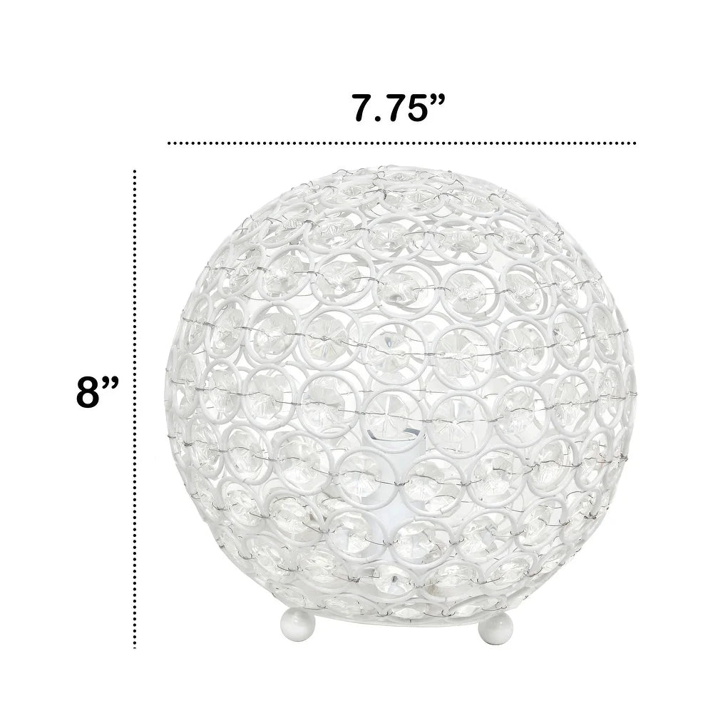 Elipse Medium 8" Metal Crystal Round Sphere Table Lamp