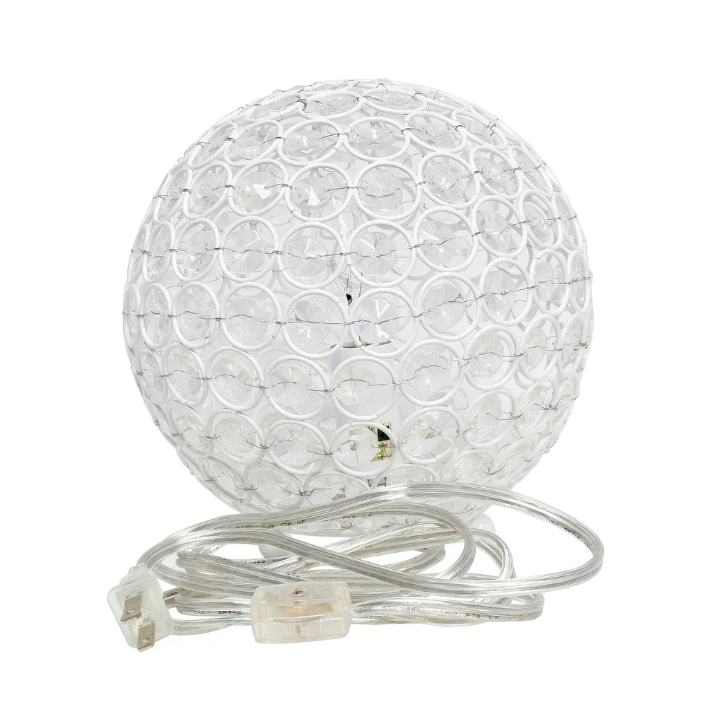 Elipse Medium 8" Metal Crystal Round Sphere Table Lamp