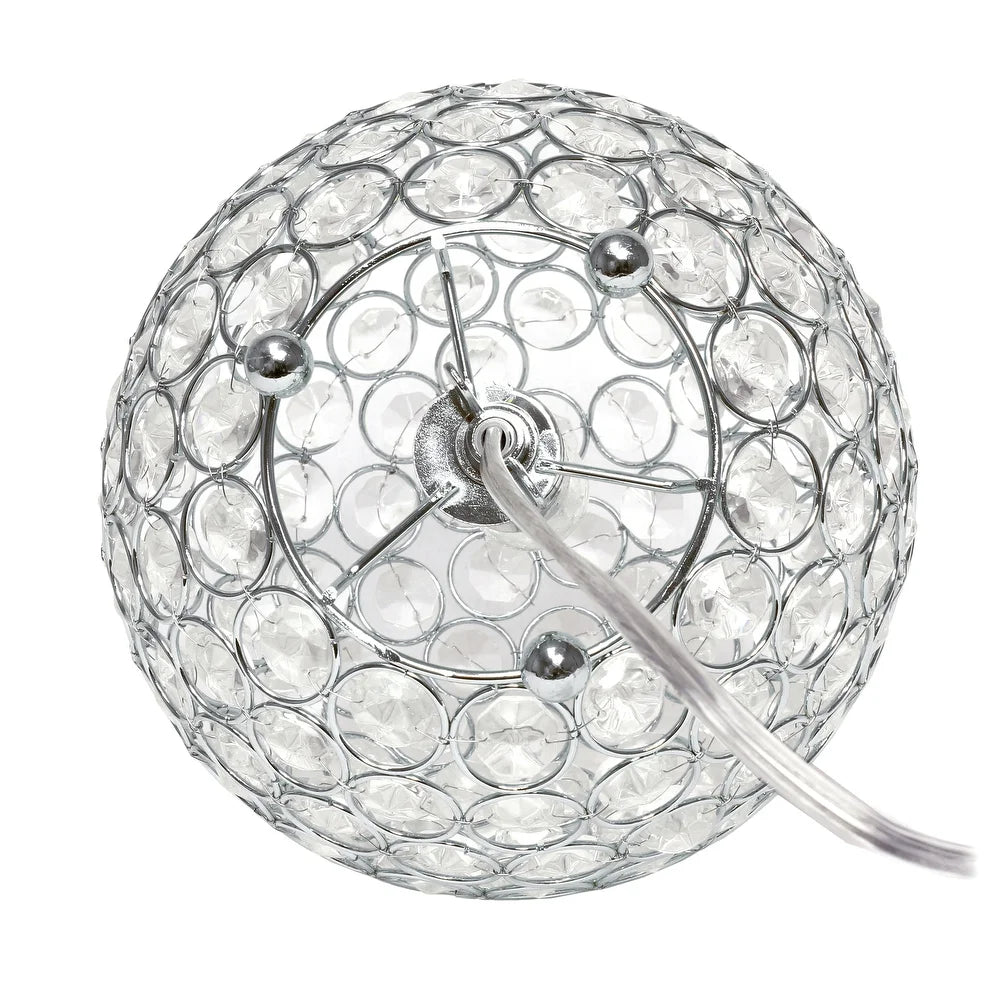 Elipse Medium 8" Metal Crystal Round Sphere Table Lamp