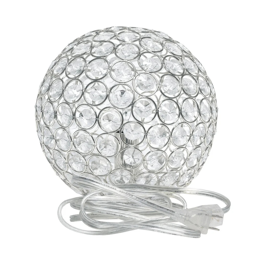 Elipse Medium 8" Metal Crystal Round Sphere Table Lamp