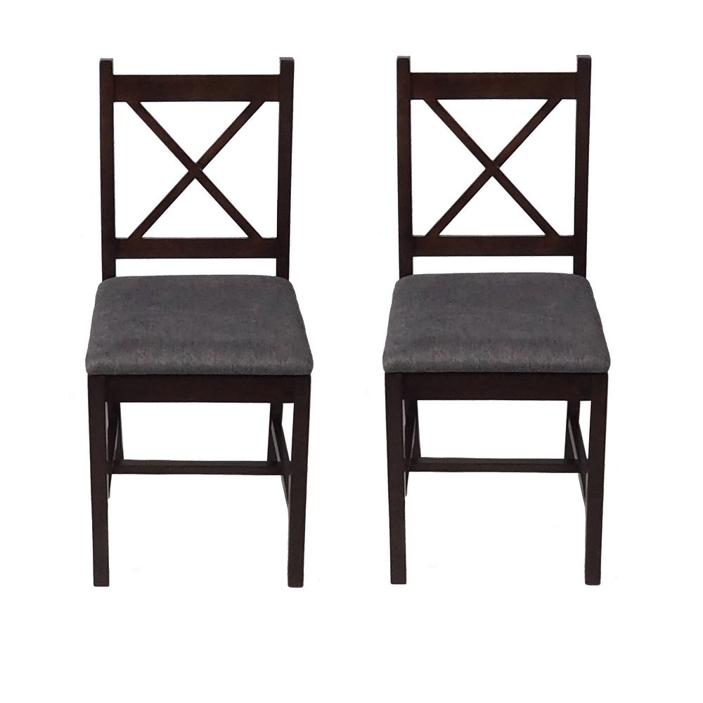 Ema Rubber Wood Fabric Dining Chair with Leg (Set of 2) - 20"L x 15"W x 34"H