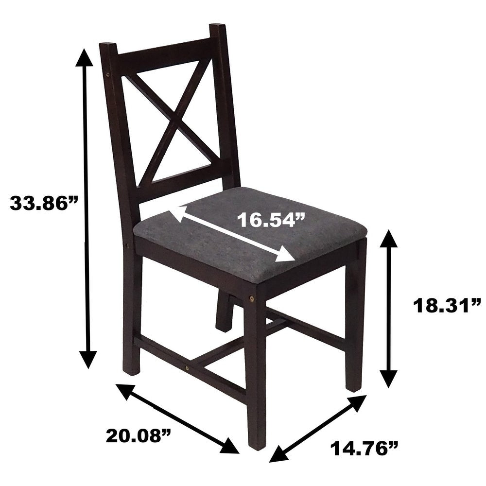 Ema Rubber Wood Fabric Dining Chair with Leg (Set of 2) - 20"L x 15"W x 34"H