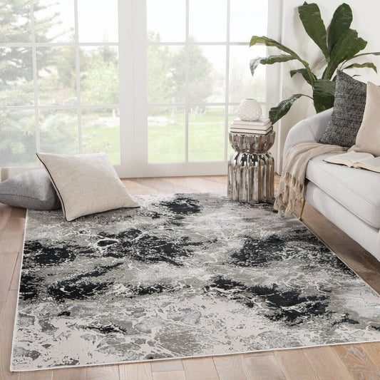 Pugo Abstract Black/ Gray Soft Area Rug