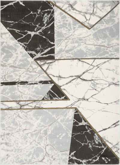 Geometric Marble Pattern Grey Glam Soft Area Rug