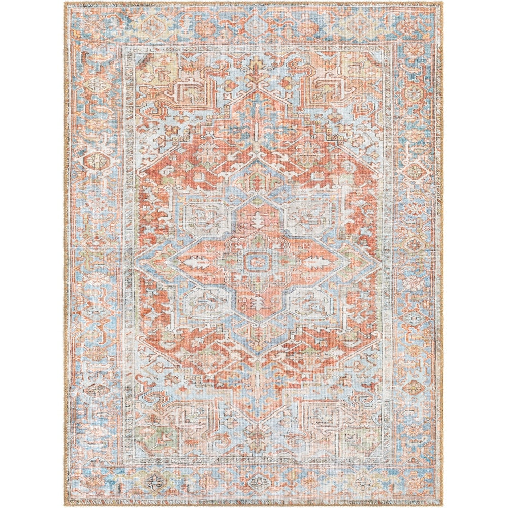 Traditional Medallion Machine Washable Area Soft Rug