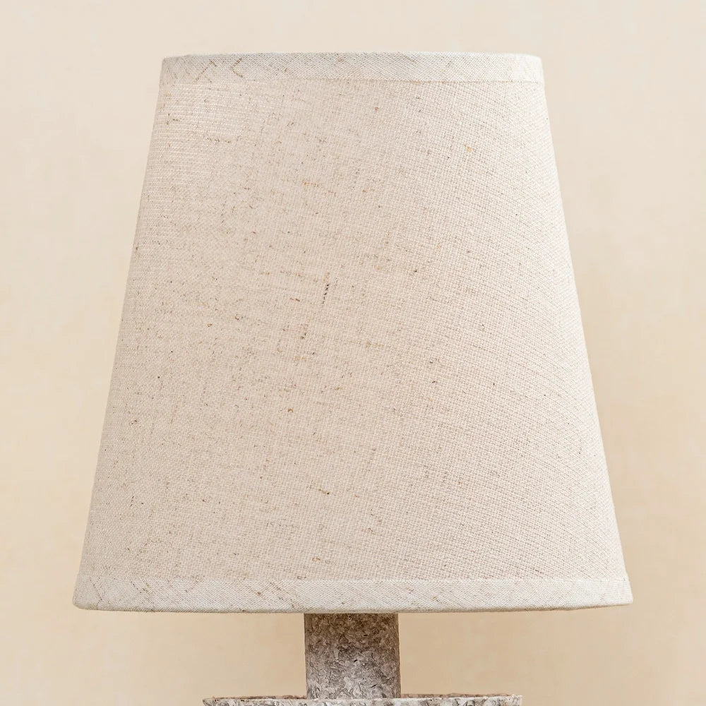 Farmhouse Antique White Wood Base Fabric Table Lamp - 5.8-in W x 12.6-in H