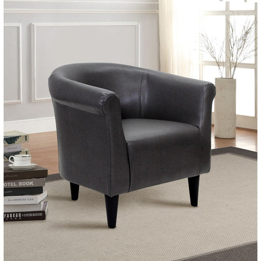 Faux Leather Bucket Accent Chair, Carbon Gray