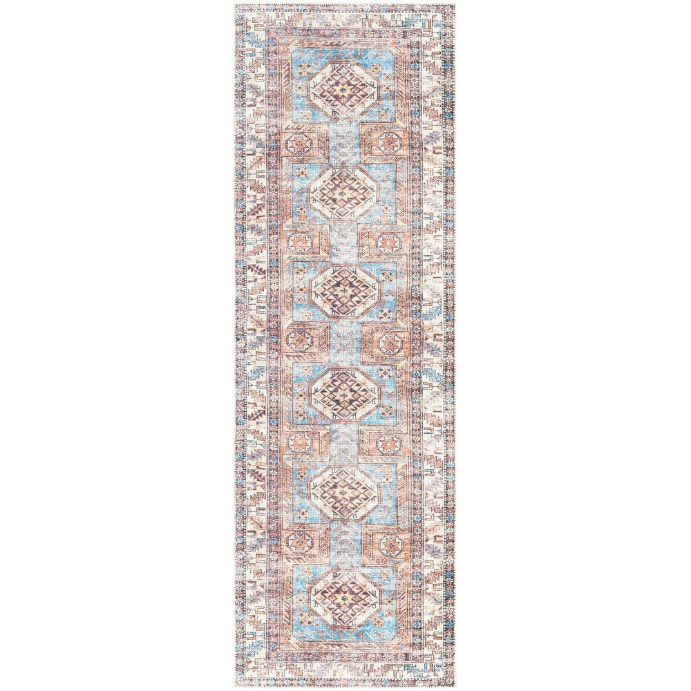 Distressed Aztec Printed Machine Washable Area Soft Rug