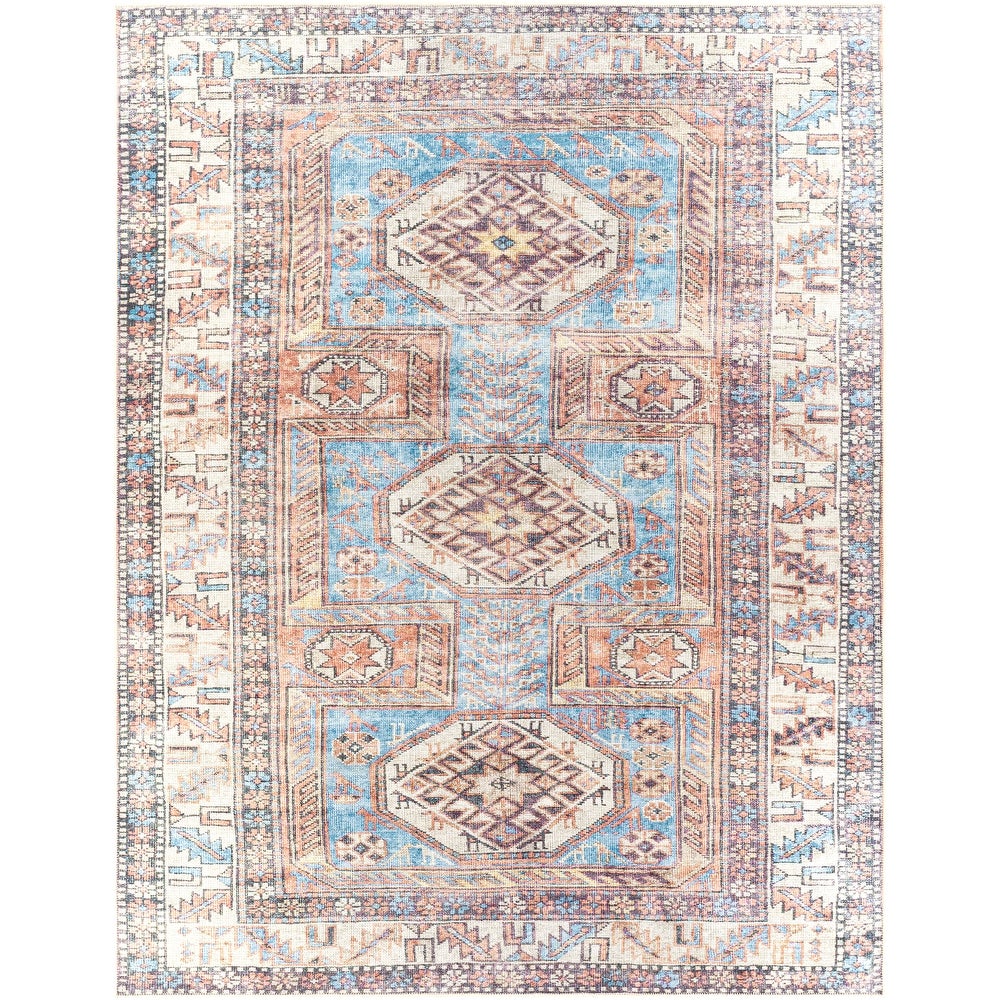 Distressed Aztec Printed Machine Washable Area Soft Rug