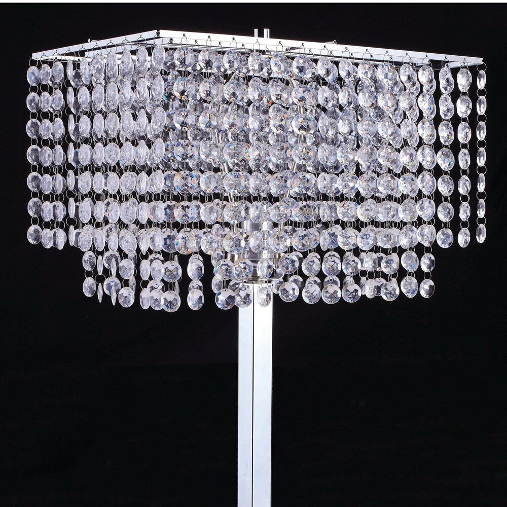 Furniture of America Daye Glam Silver Metal Crystals Table Lamp