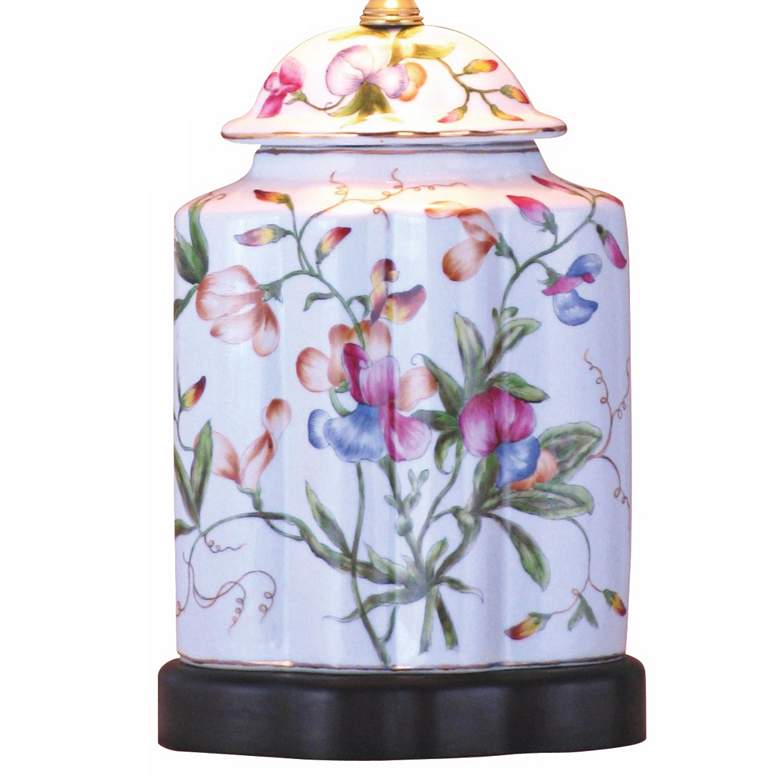 Floral Scalloped Porcelain Tea Jar Table Lamp