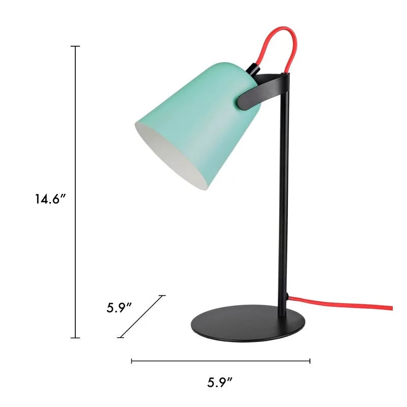 14.6" Office Metal Table Lamp with 1 Light Bulb,Green/Black Desk Lamp