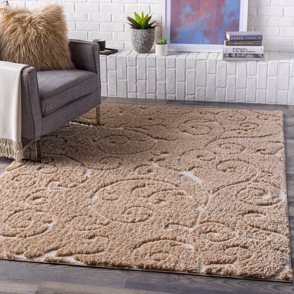 Transitional Scroll Plush Soft Area Rug