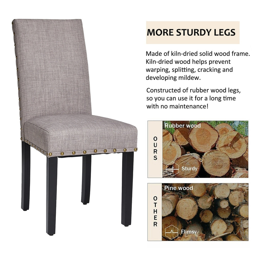 Glitzhome Set of 2 Upholstered Fabric Dining Chair with Studded Decor