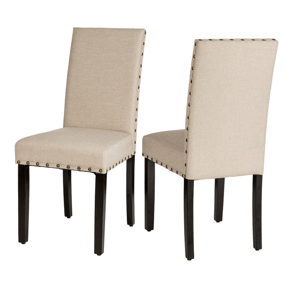 Glitzhome Set of 2 Upholstered Fabric Dining Chair with Studded Decor
