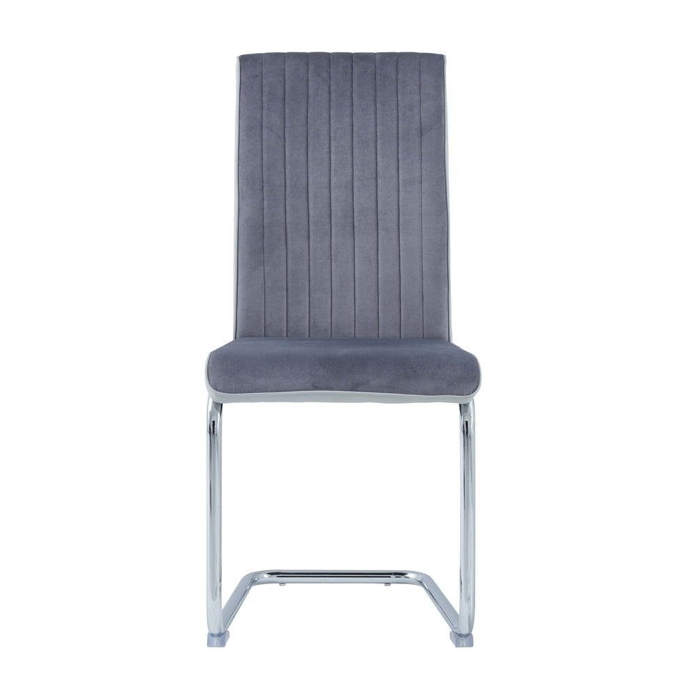 Global Furniture USA Grey PU and Velvet Dining Chair
