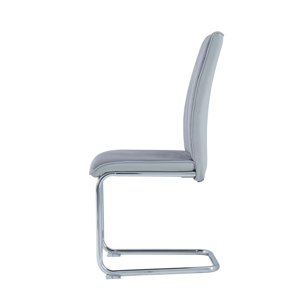Global Furniture USA Grey PU and Velvet Dining Chair