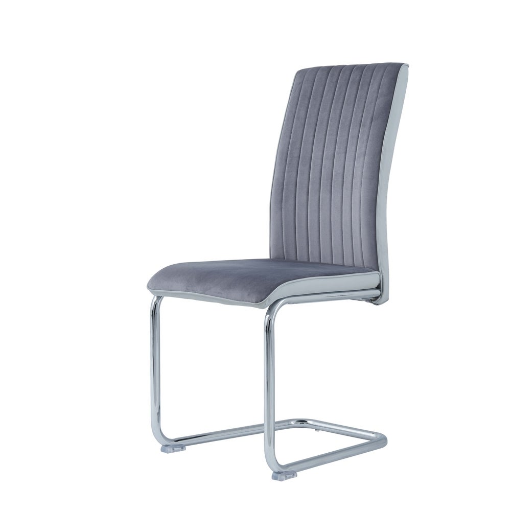 Global Furniture USA Grey PU and Velvet Dining Chair