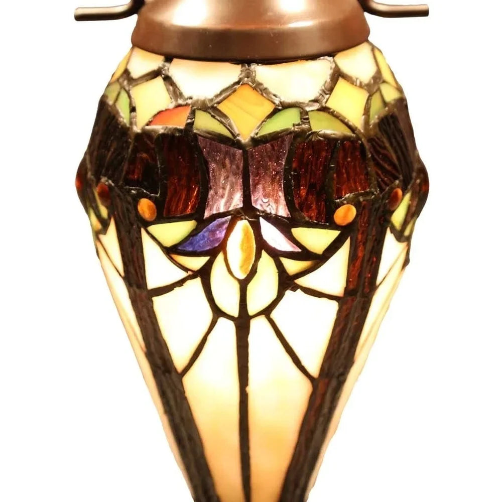 Gracewood Hollow Lemsine Brown and Cream 2-light Art Glass Table Lamp